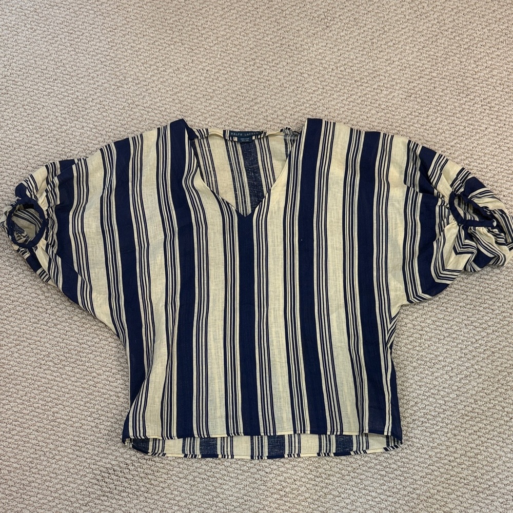 Ralph Lauren Linen Striped Blouse sz Small